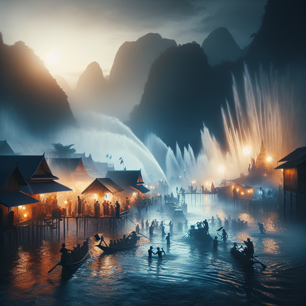 Participants célébrant la fête traditionnelle de l'eau avec joie en Thaïlande.