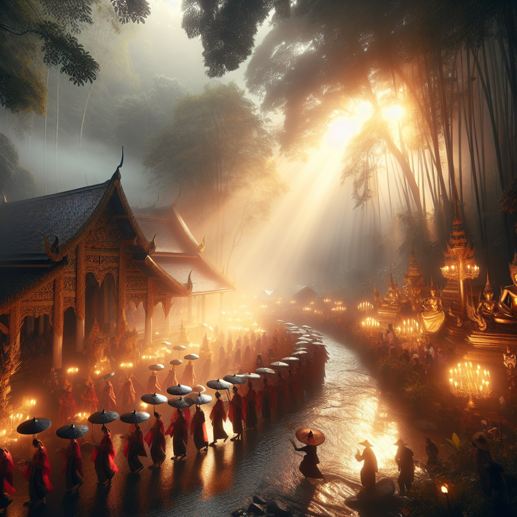 Des participants à un rituel traditionnel thaïlandais du Nouvel An.