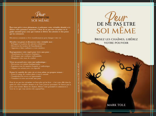 ✅ Mockup de l'ebook "Peur de ne pas être soi-même" affiché sur une table - Guide pour développer la confiance en soi et l'affirmation personnelle